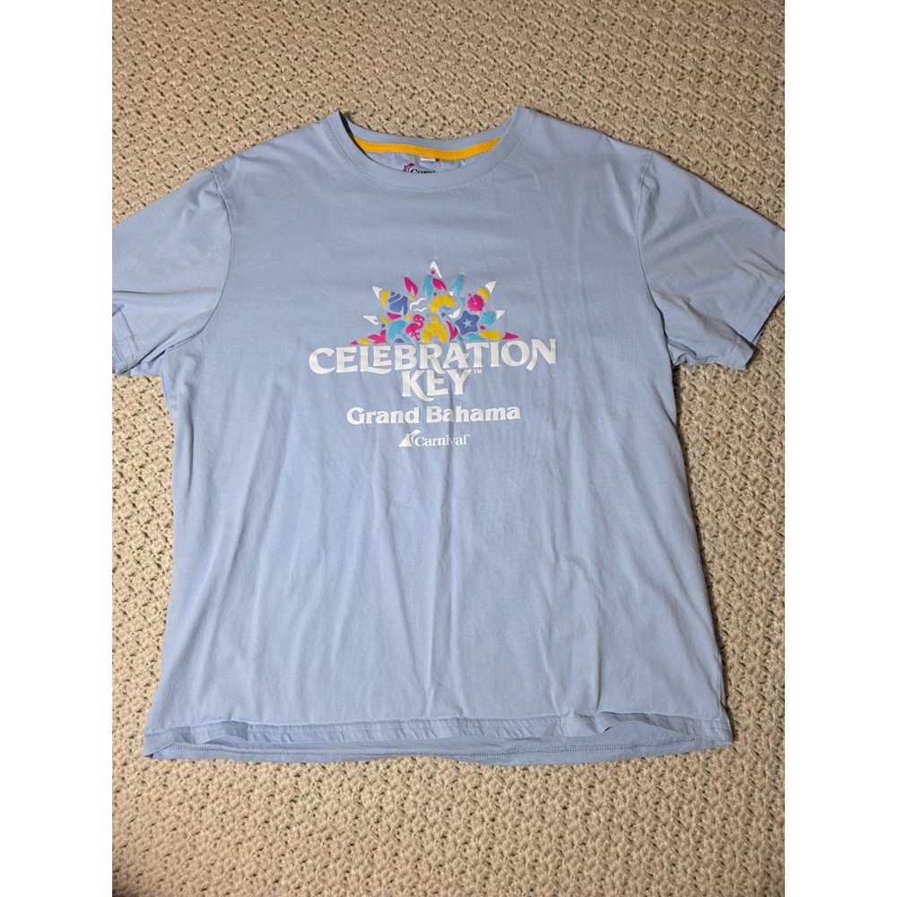 Carnival Celebration Key Grand Bahama Tee Mens L Blue Excellent Graphic Cotton